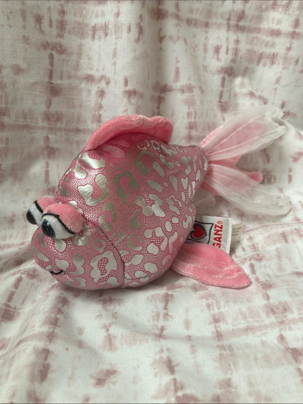 Ganz Webkinz Lil Kinz PINK GLITTER FISH HS525 NO CODE Plush Stuffed Animal Toy